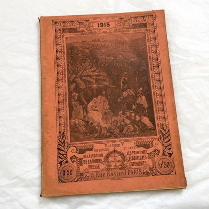 1910s - 1915 French Catholic Almanac - World War I Era Illustrated Book - Vintage Religious History Document - Antique WWI Collectible