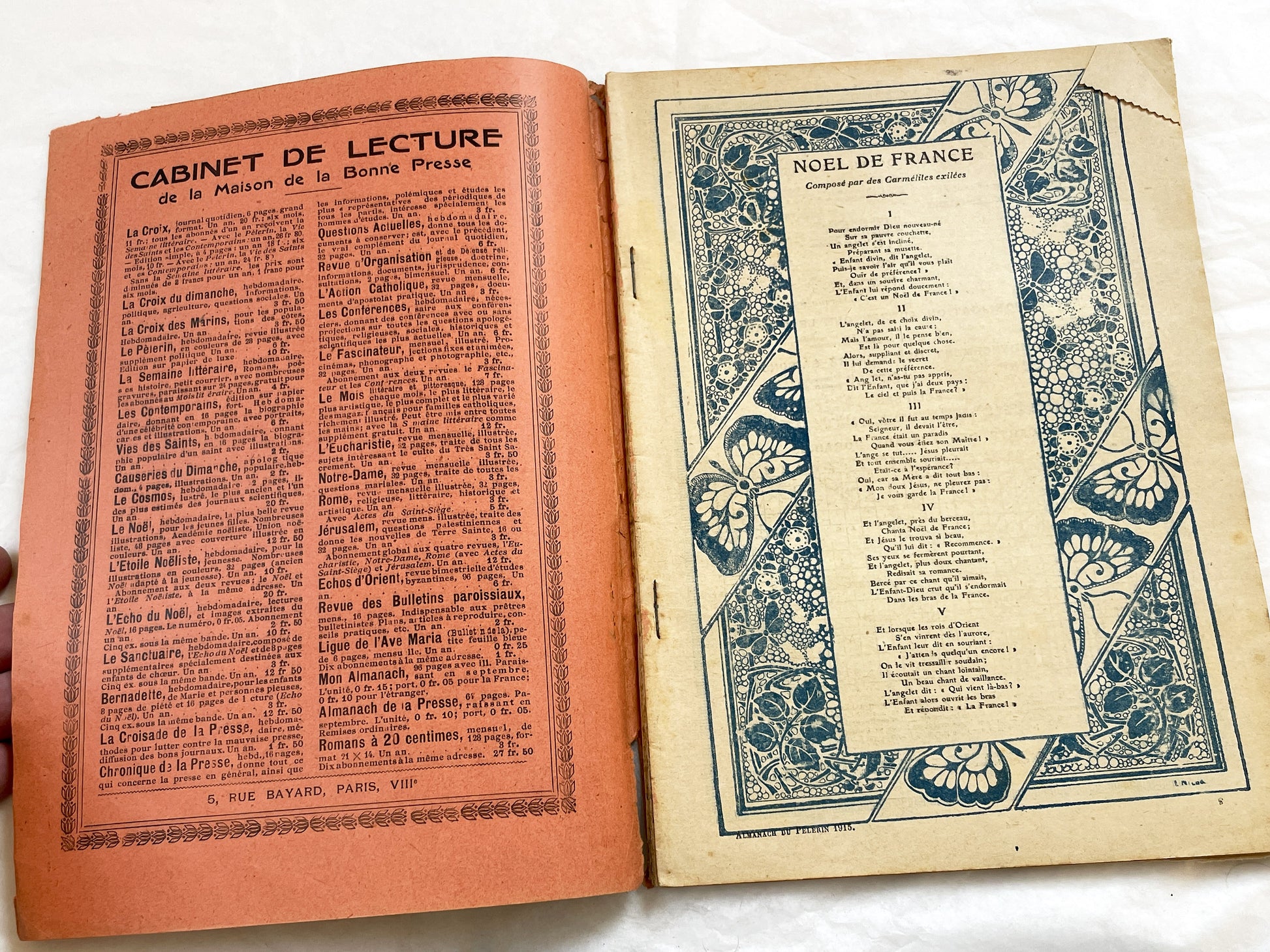 1910s - 1915 French Catholic Almanac - World War I Era Illustrated Book - Vintage Religious History Document - Antique WWI Collectible