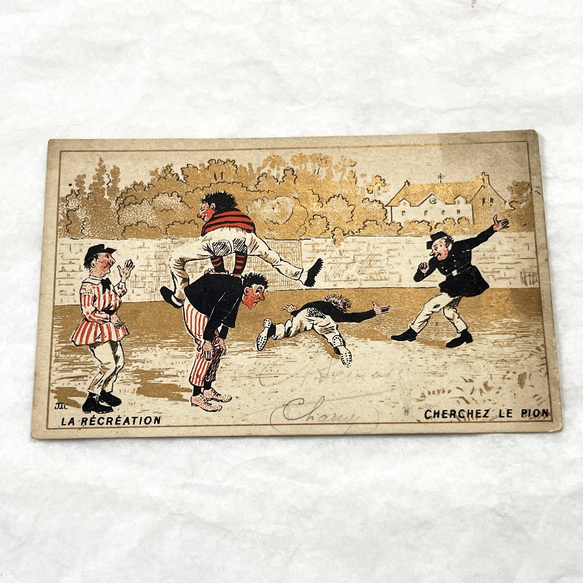 1900s - 3 Antique French Advertising Trade Cards - Commedia dell'Arte - Humorous Scenes - French Grocer & Malt Kneipp Advertisements
