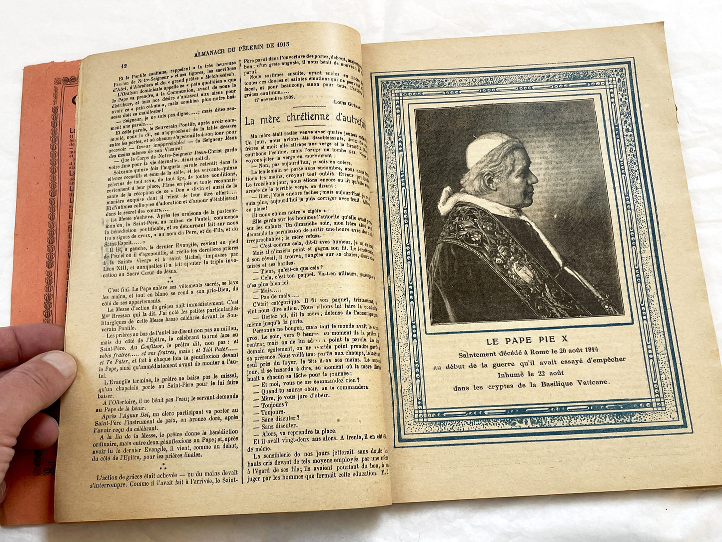 1910s - 1915 French Catholic Almanac - World War I Era Illustrated Book - Vintage Religious History Document - Antique WWI Collectible