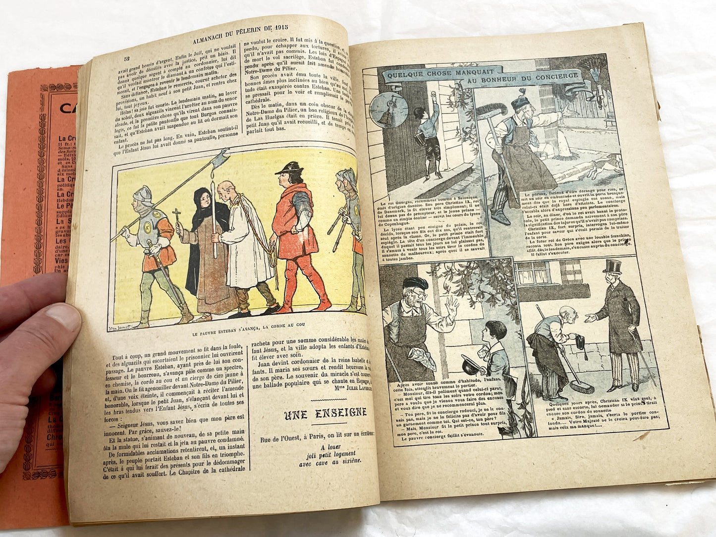 1910s - 1915 French Catholic Almanac - World War I Era Illustrated Book - Vintage Religious History Document - Antique WWI Collectible