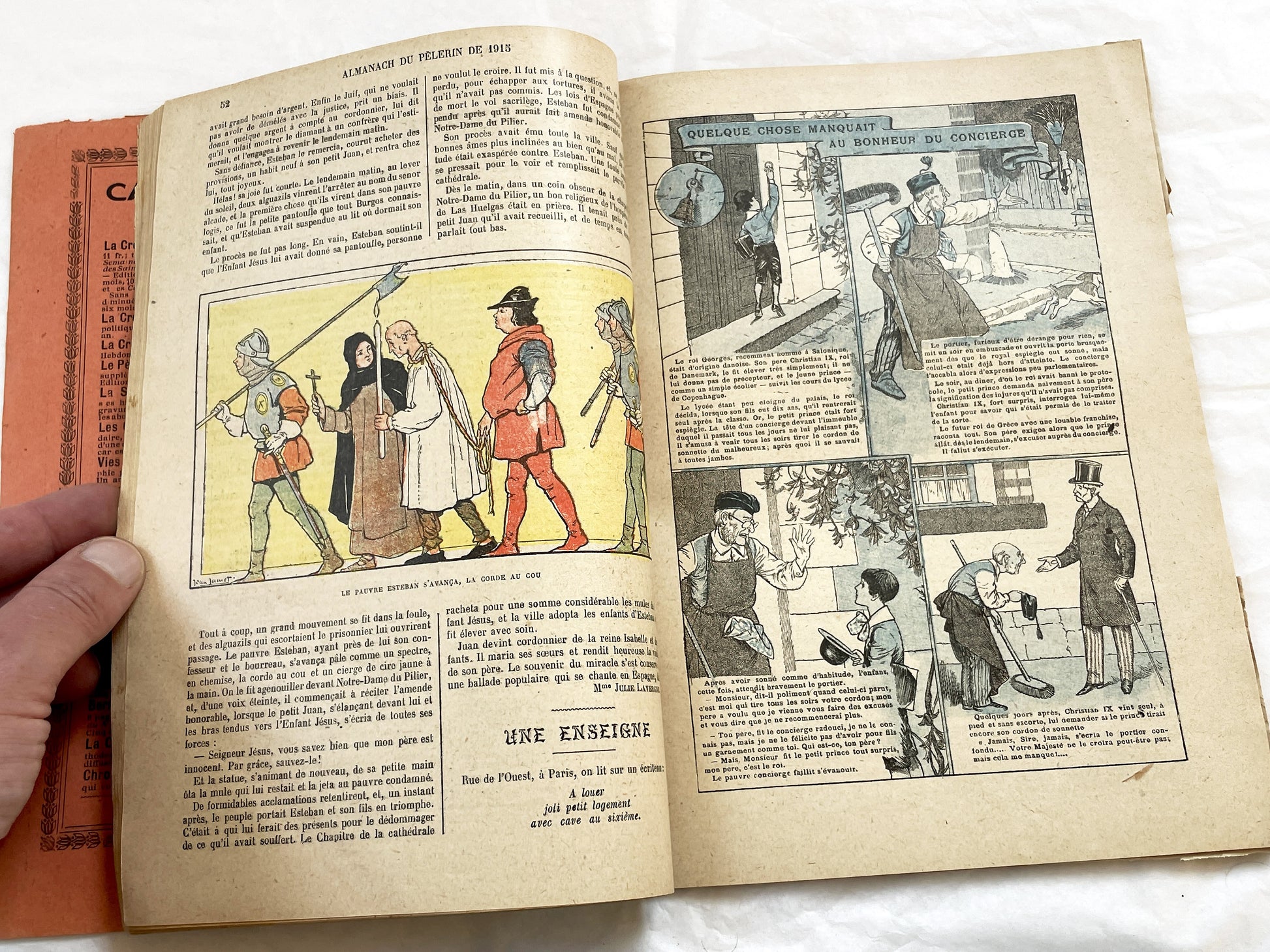 1910s - 1915 French Catholic Almanac - World War I Era Illustrated Book - Vintage Religious History Document - Antique WWI Collectible