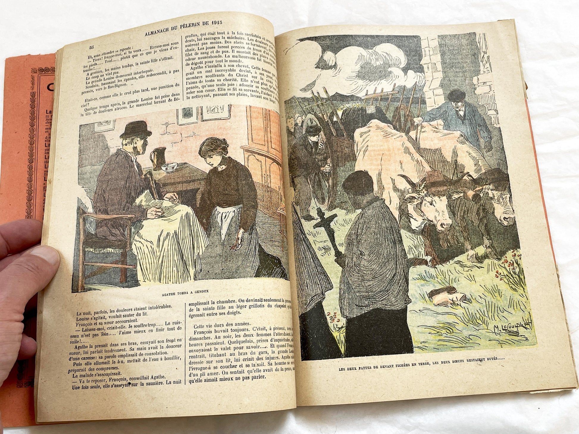 1910s - 1915 French Catholic Almanac - World War I Era Illustrated Book - Vintage Religious History Document - Antique WWI Collectible