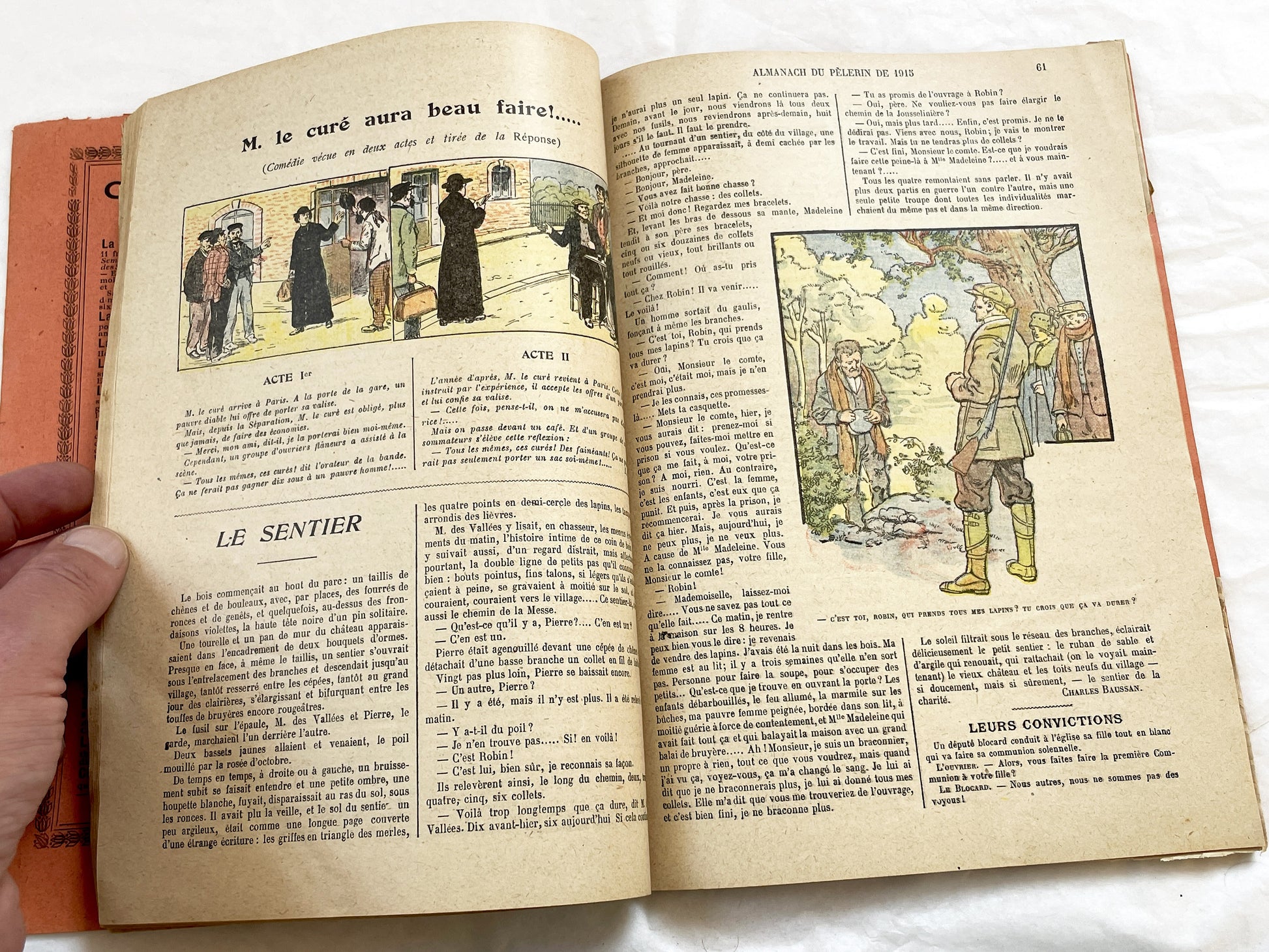 1910s - 1915 French Catholic Almanac - World War I Era Illustrated Book - Vintage Religious History Document - Antique WWI Collectible