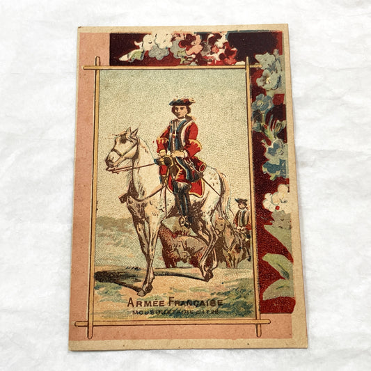 1900s - 3 Vintage French Military Chromo Cards - Advertising Chicory Collectibles - Antique European Historical Army Ephemera Set