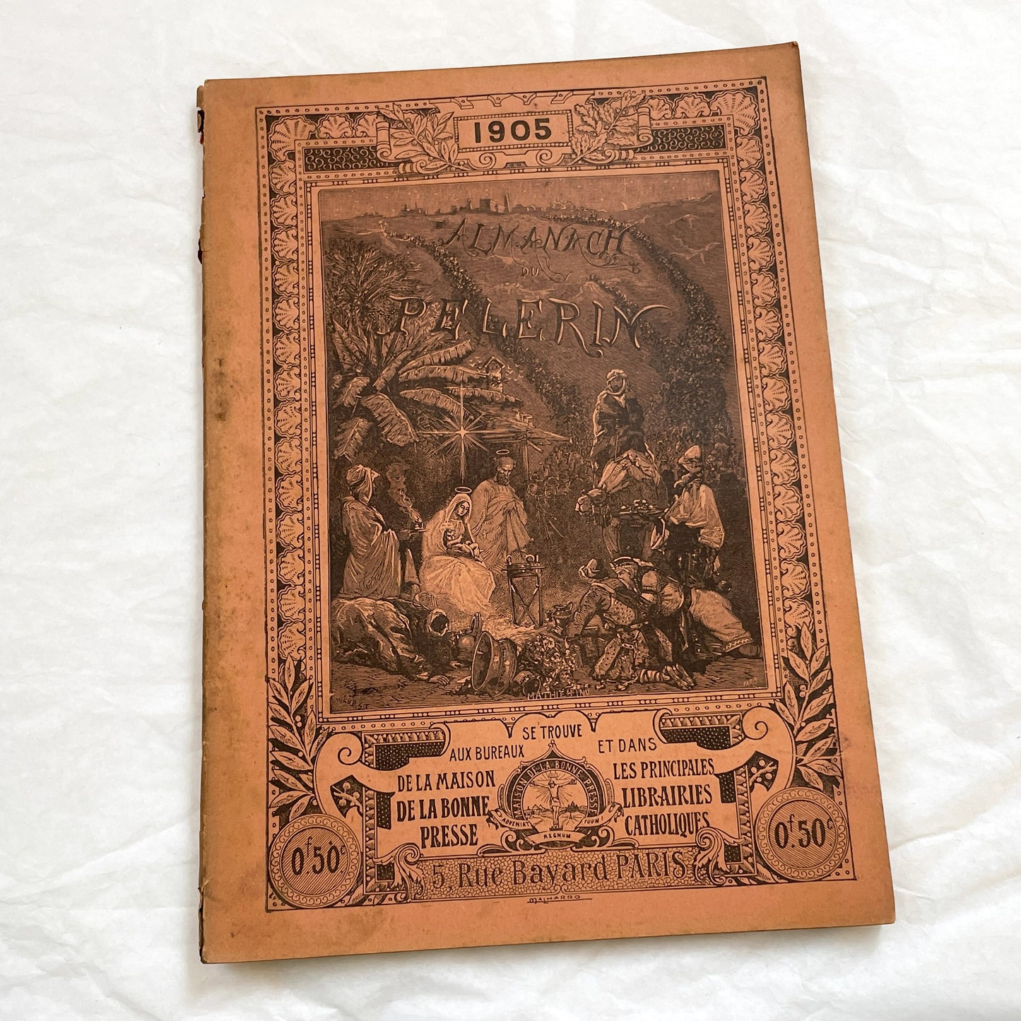 1900s - Antique French Religious Almanac Le Pelerin 1905 - Illustrated Catholic Publication - Vintage European Collectible Book from Paris.
