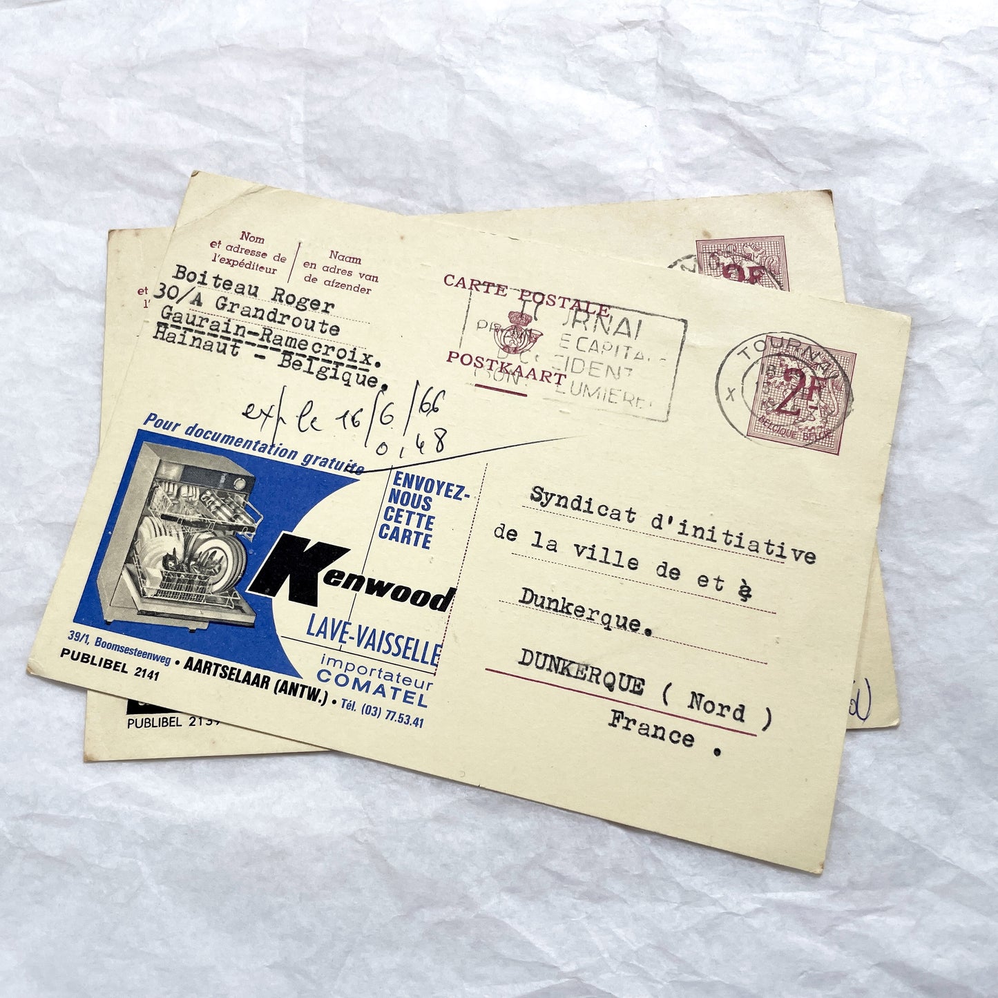 1960s - 9 Vintage Belgian Advertising Postcards - Mixed Ads Ephemera - French Destination Collectible Briefkaarten - Old Docs