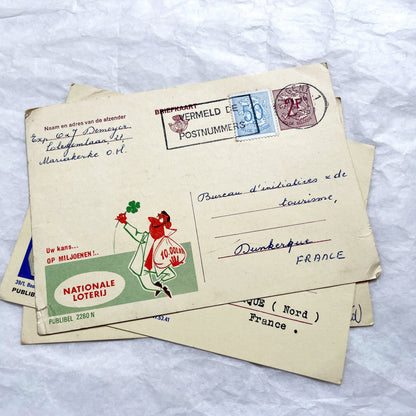 1960s - 9 Vintage Belgian Advertising Postcards - Mixed Ads Ephemera - French Destination Collectible Briefkaarten - Old Docs