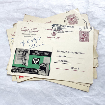 1960s - 9 Vintage Belgian Advertising Postcards - Mixed Ads Ephemera - French Destination Collectible Briefkaarten - Old Docs