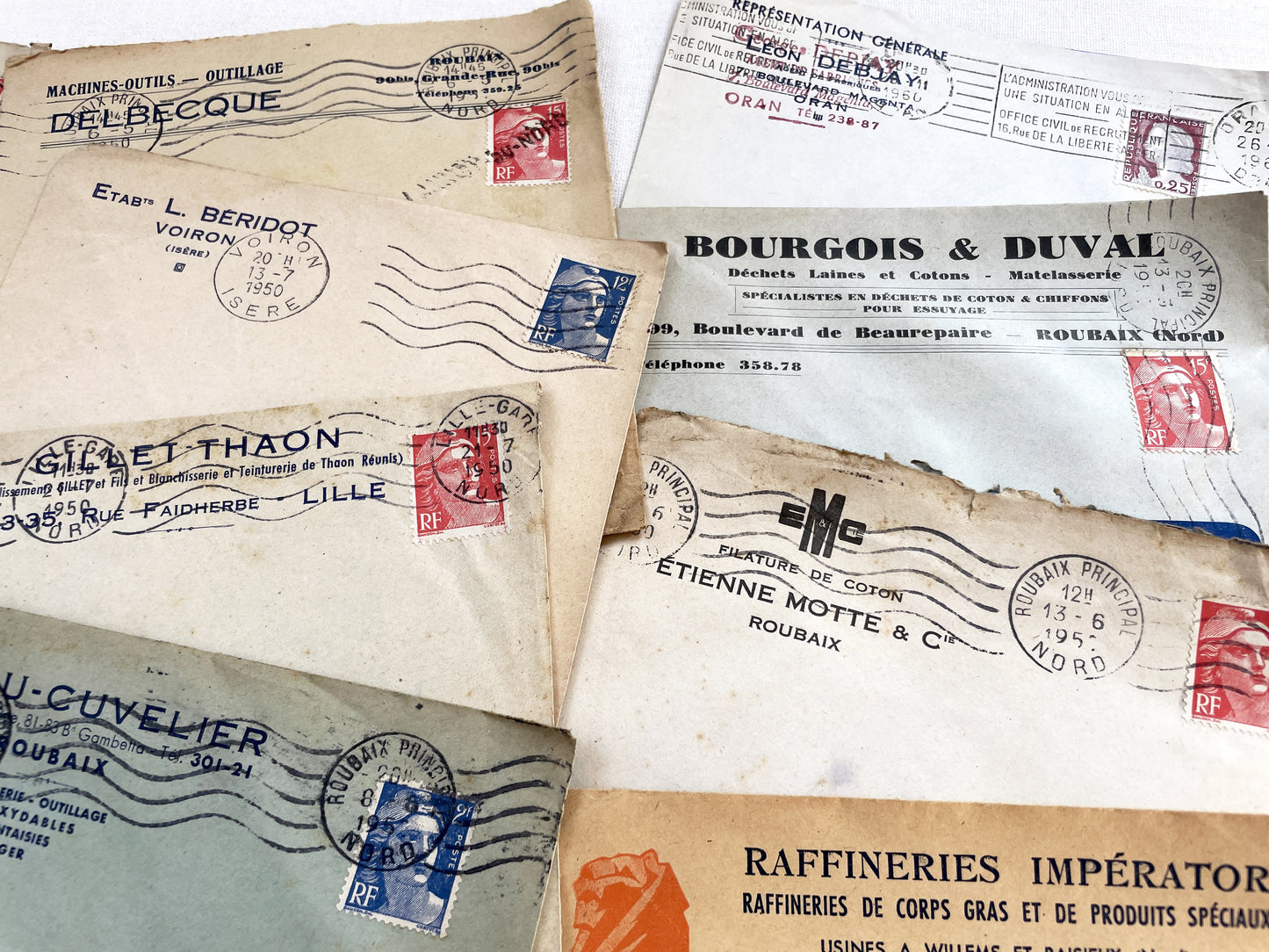1950s - Lot of 20 Vintage French Business Envelopes – 1950s/1960s Ephemera for Junk Journals, Collage & Paper Crafts