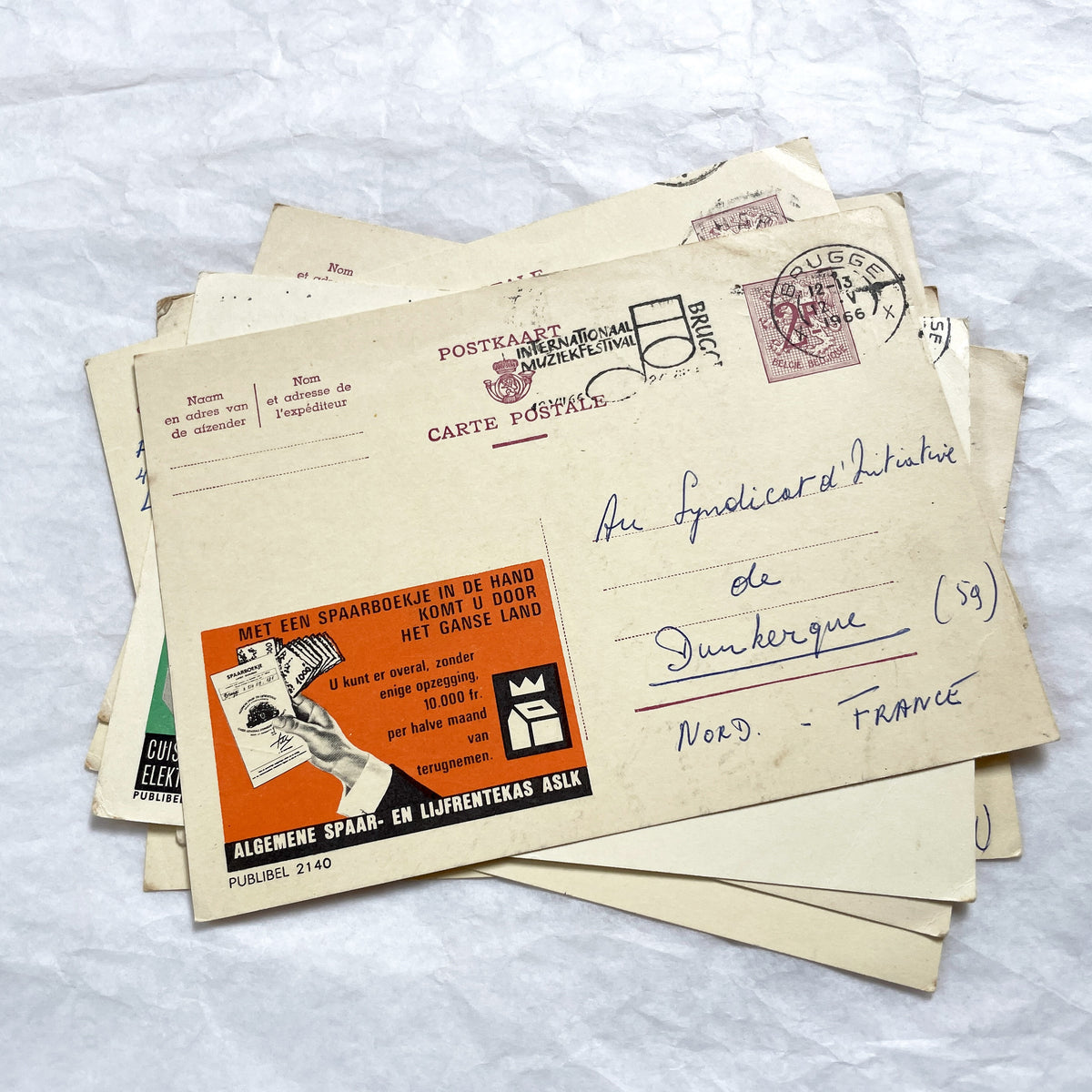 1960s - 9 Vintage Belgian Advertising Postcards - Mixed Ads Ephemera - French Destination Collectible Briefkaarten - Old Docs