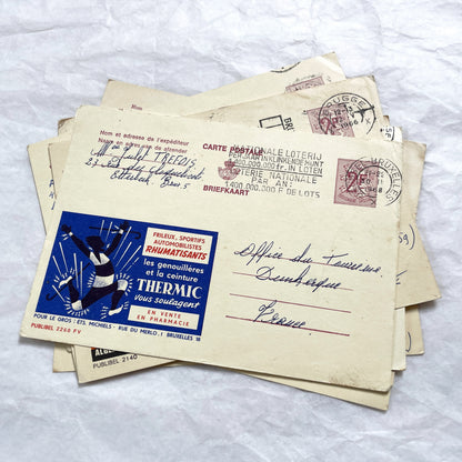 1960s - 9 Vintage Belgian Advertising Postcards - Mixed Ads Ephemera - French Destination Collectible Briefkaarten - Old Docs
