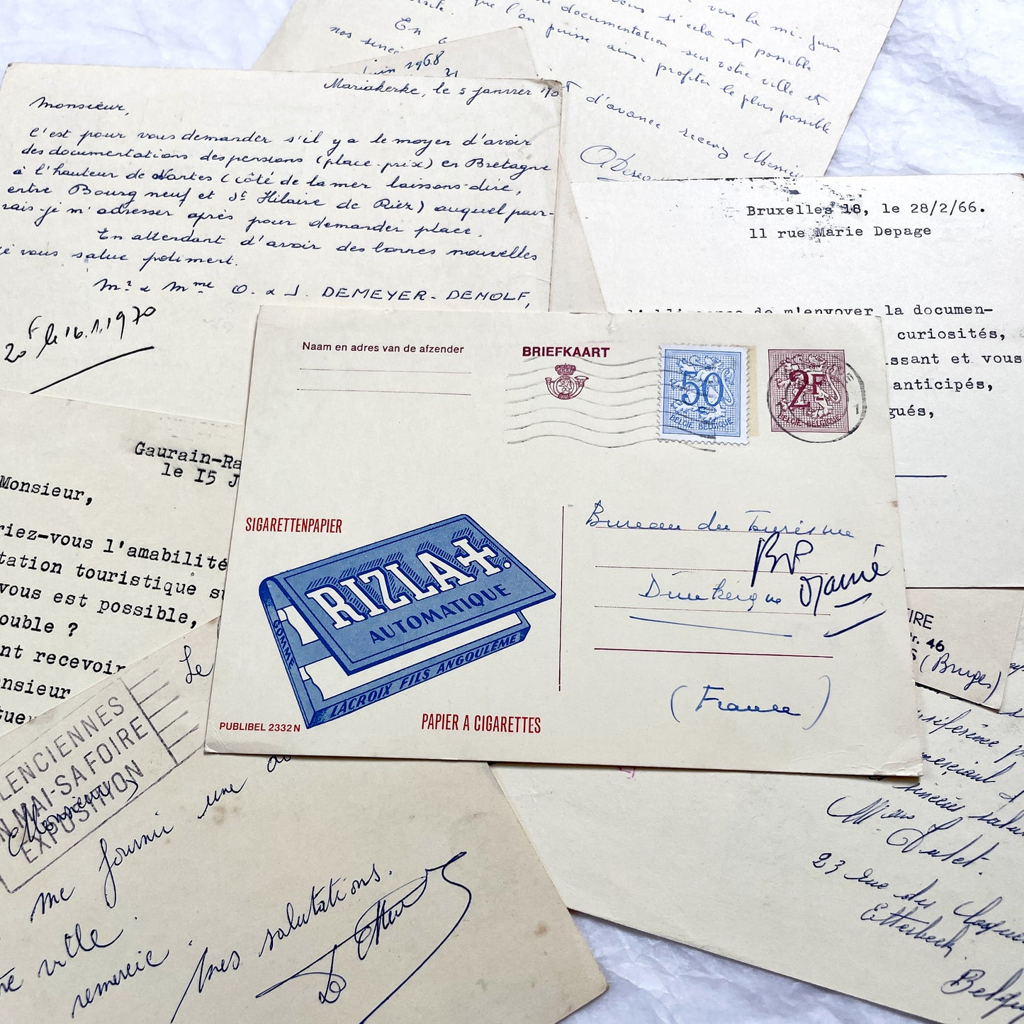 1960s - 9 Vintage Belgian Advertising Postcards - Mixed Ads Ephemera - French Destination Collectible Briefkaarten - Old Docs