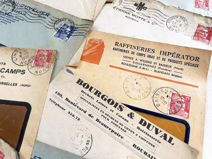 1950s - Lot of 20 Vintage French Business Envelopes – 1950s/1960s Ephemera for Junk Journals, Collage & Paper Crafts