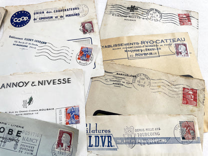 1950s - Lot of 20 Vintage French Business Envelopes – 1950s/1960s Ephemera for Junk Journals, Collage & Paper Crafts