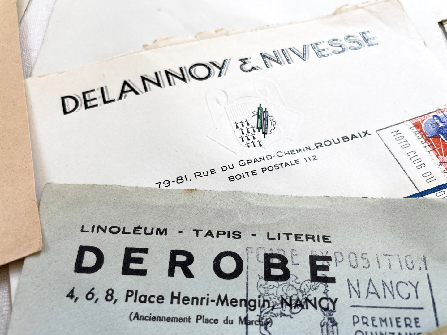 1950s - Lot of 20 Vintage French Business Envelopes – 1950s/1960s Ephemera for Junk Journals, Collage & Paper Crafts