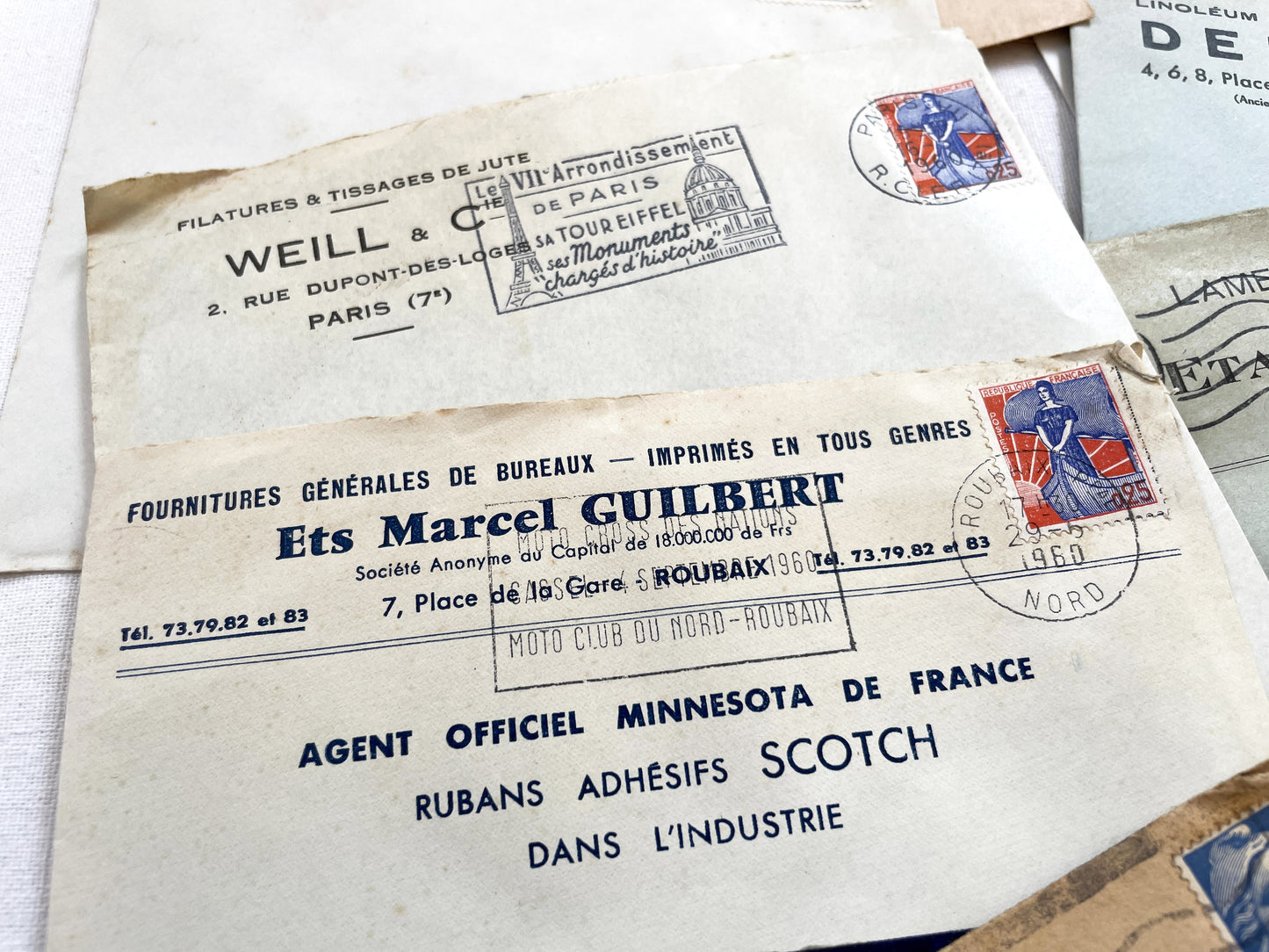 1950s - Lot of 20 Vintage French Business Envelopes – 1950s/1960s Ephemera for Junk Journals, Collage & Paper Crafts