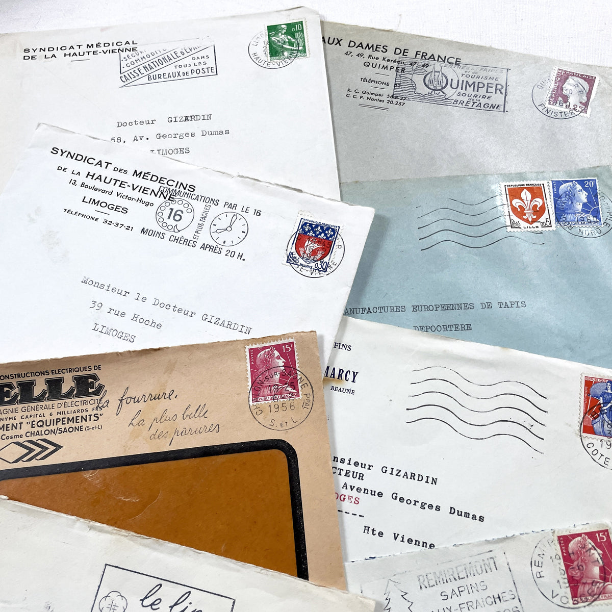 1950s - Lot of 20 Vintage French Business Envelopes – 1950s/1960s Ephemera for Junk Journals, Collage & Paper Crafts
