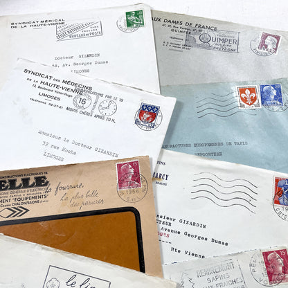 1950s - Lot of 20 Vintage French Business Envelopes – 1950s/1960s Ephemera for Junk Journals, Collage & Paper Crafts