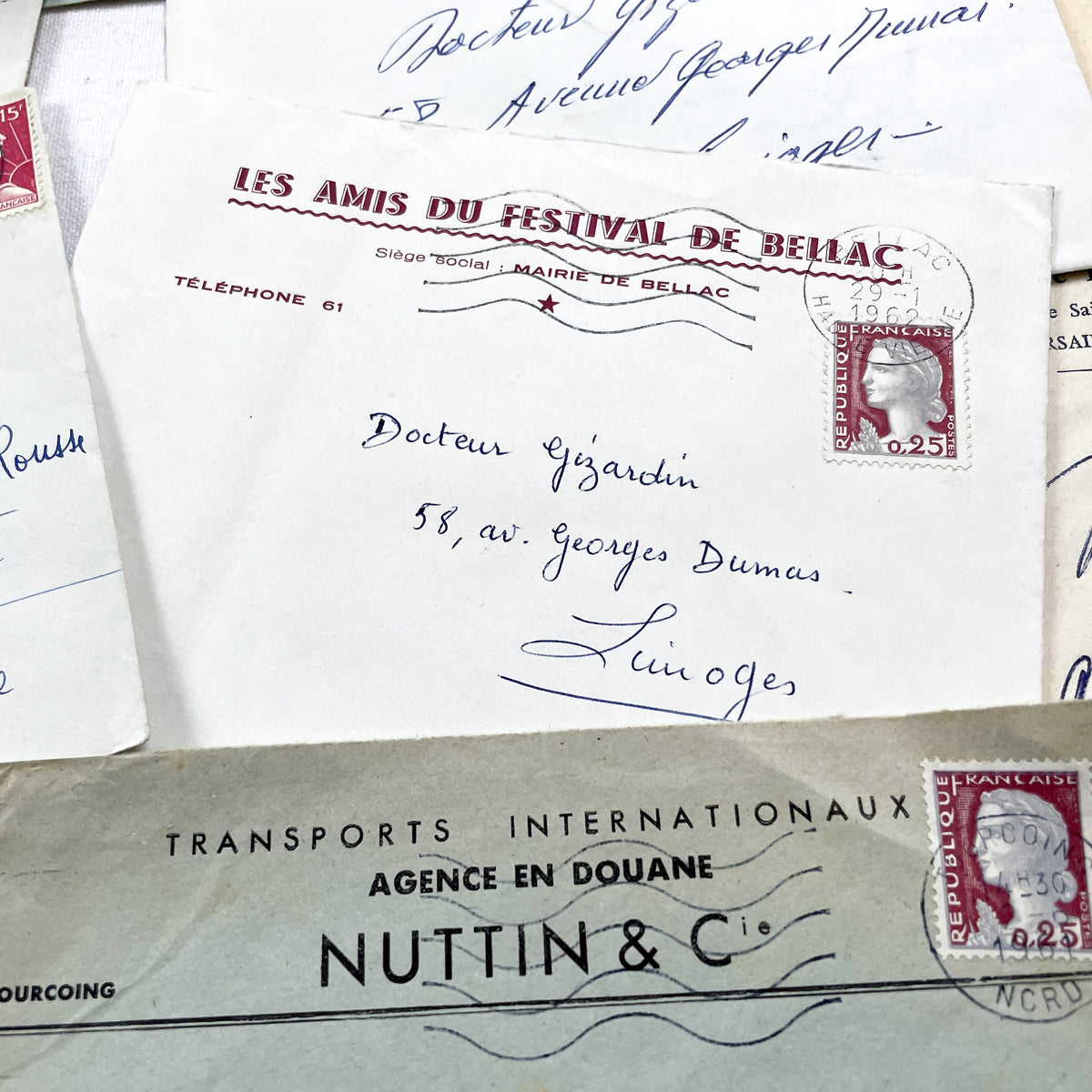 1950s - Lot of 20 Vintage French Business Envelopes – 1950s/1960s Ephemera for Junk Journals, Collage & Paper Crafts