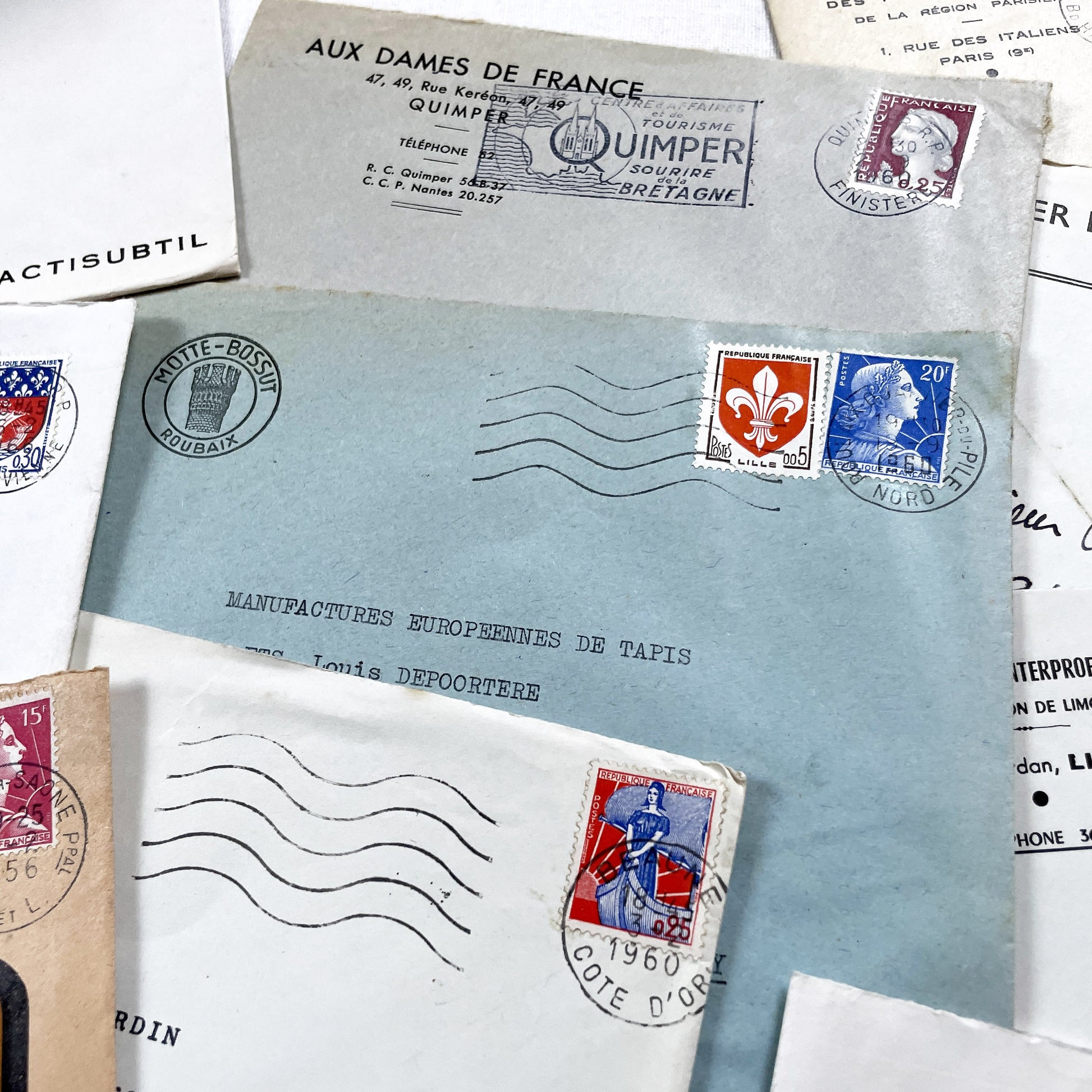 1950s - Lot of 20 Vintage French Business Envelopes – 1950s/1960s Ephemera for Junk Journals, Collage & Paper Crafts