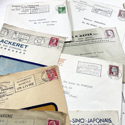 1950s - Lot of 20 Vintage French Business Envelopes – 1950s/1960s Ephemera for Junk Journals, Collage & Paper Crafts