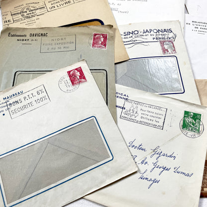 1950s - Lot of 20 Vintage French Business Envelopes – 1950s/1960s Ephemera for Junk Journals, Collage & Paper Crafts