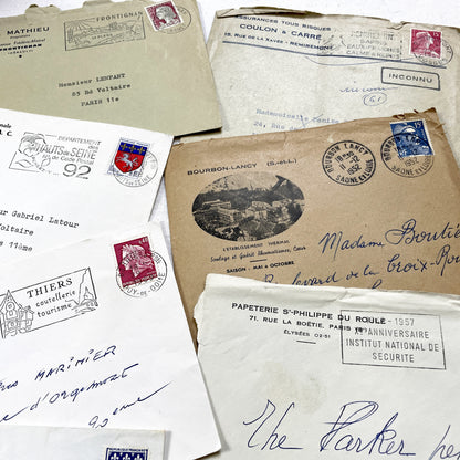 1950s - Lot of 20 Vintage French Business Envelopes – 1950s/1960s Ephemera for Junk Journals, Collage & Paper Crafts