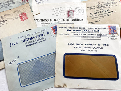 1950s - Lot of 20 Vintage French Business Envelopes – 1950s/1960s Ephemera for Junk Journals, Collage & Paper Crafts