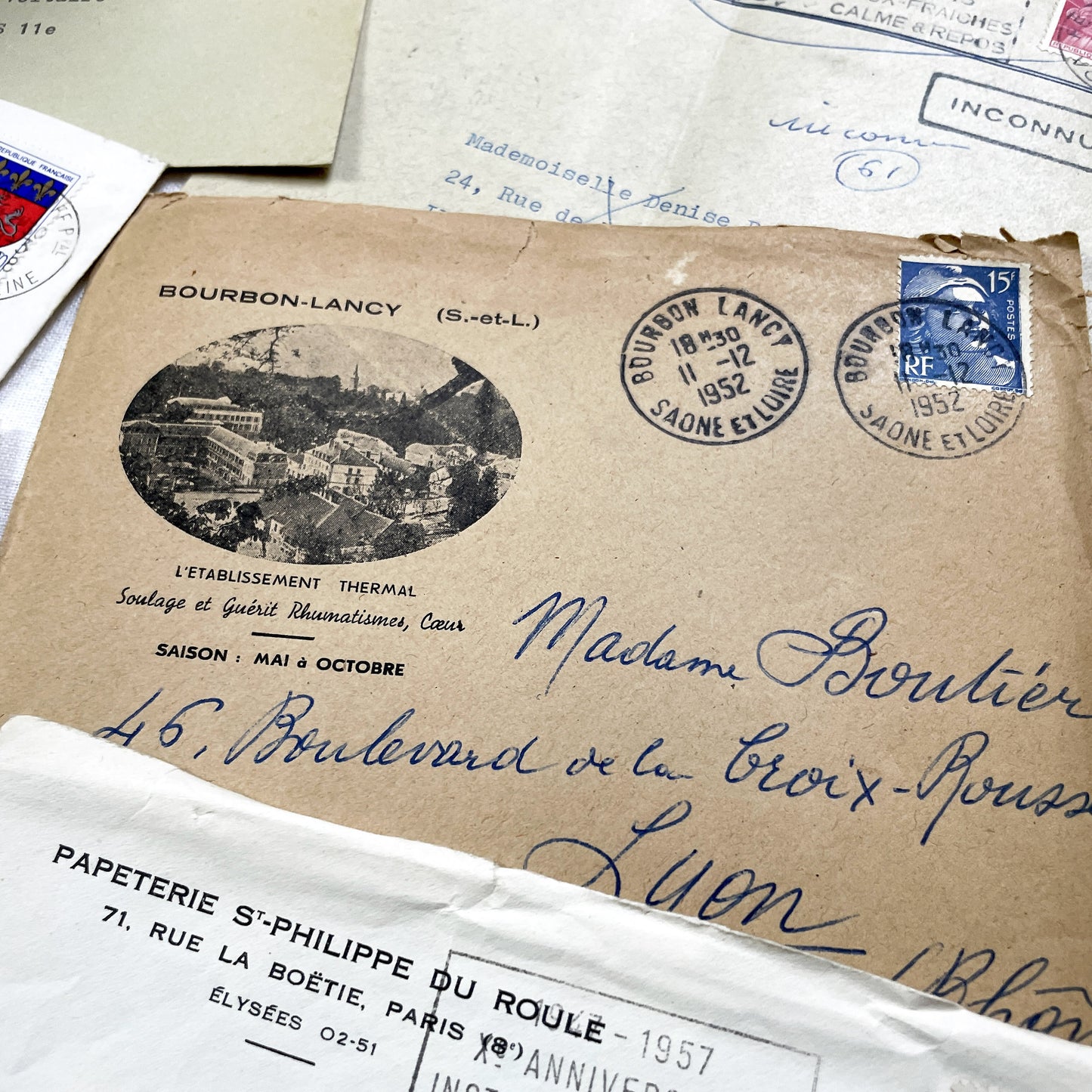 1950s - Lot of 20 Vintage French Business Envelopes – 1950s/1960s Ephemera for Junk Journals, Collage & Paper Crafts
