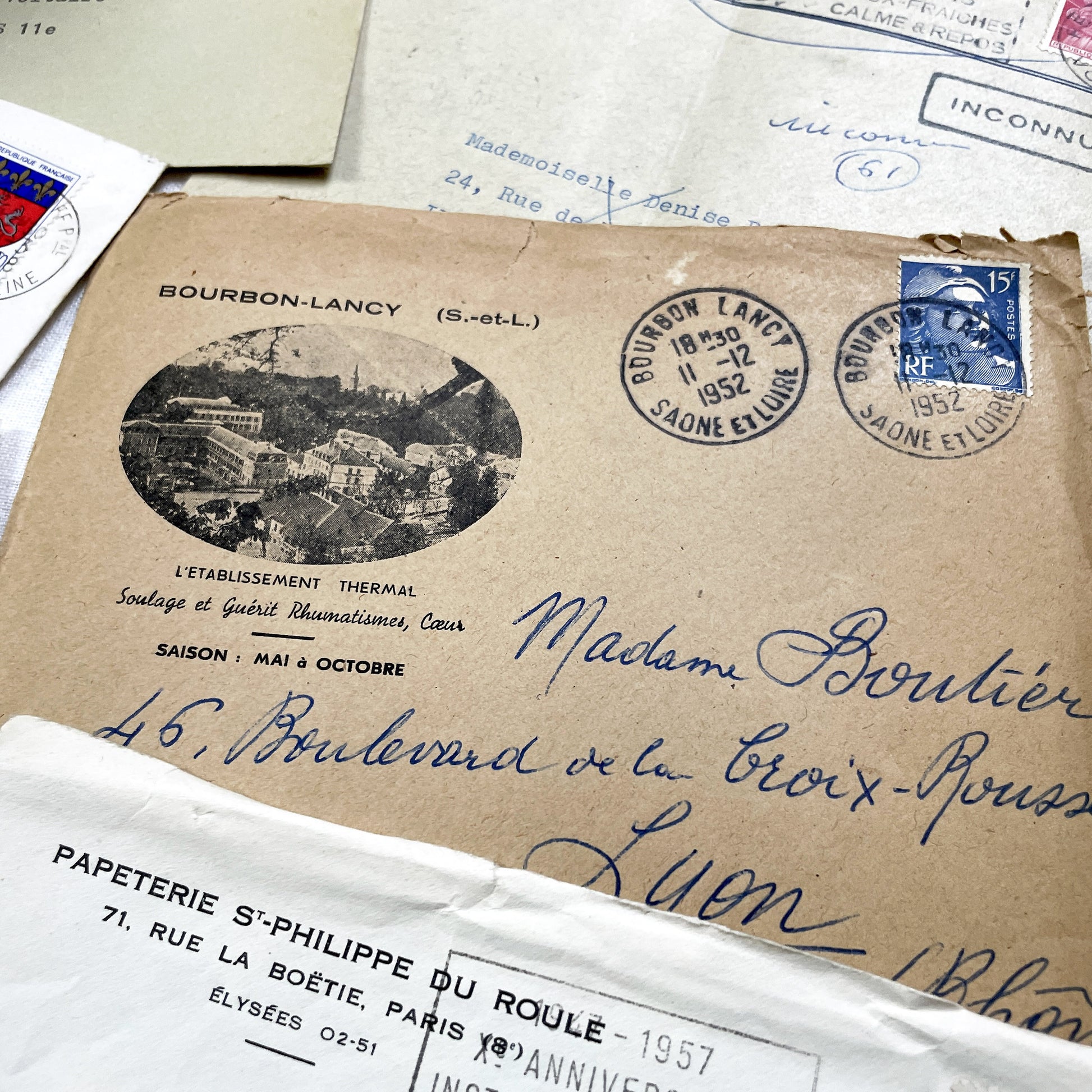 1950s - Lot of 20 Vintage French Business Envelopes – 1950s/1960s Ephemera for Junk Journals, Collage & Paper Crafts