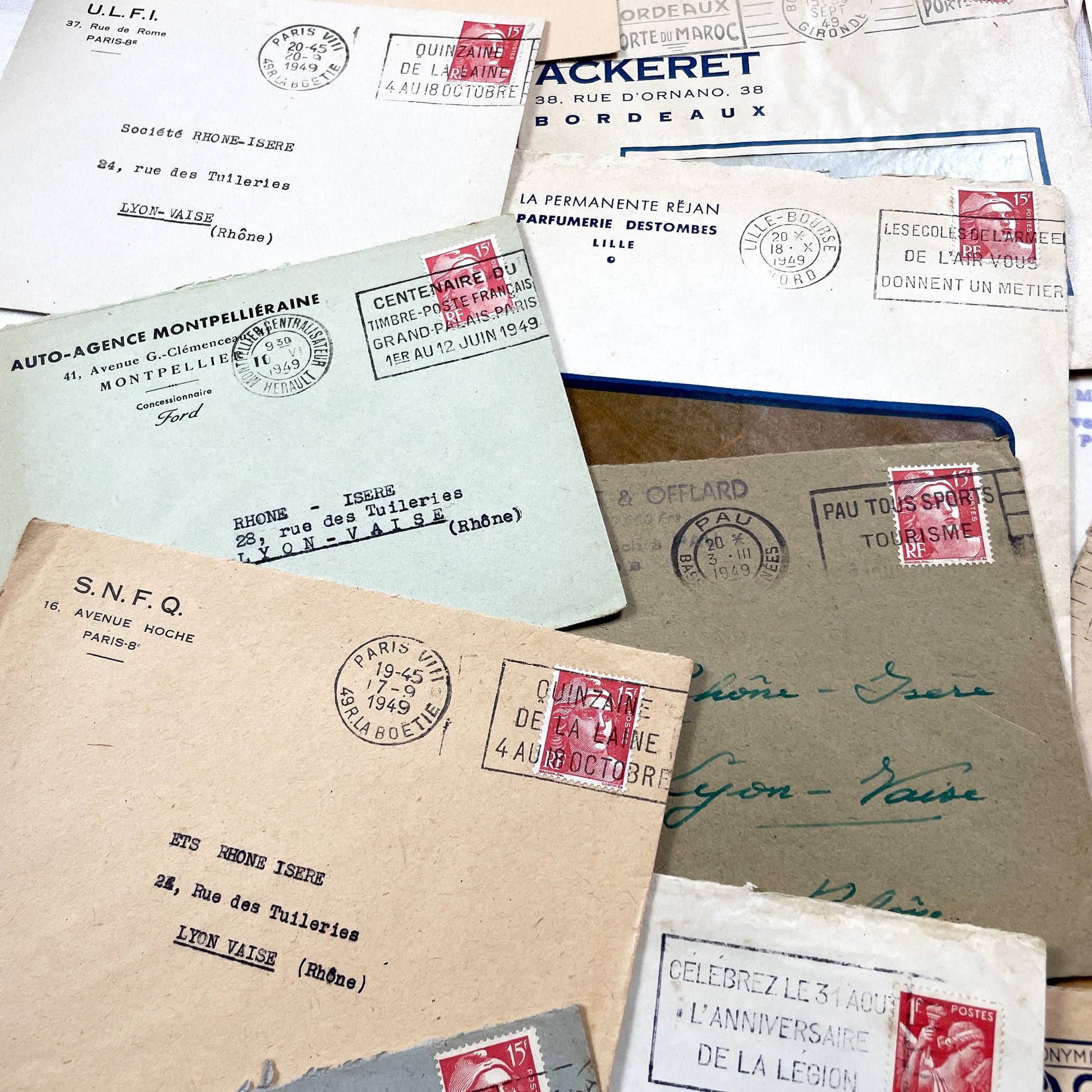 1940s - Lot of 20 Vintage French Business Envelopes – 1940s Ephemera for Junk Journals, Collage & Paper Crafts