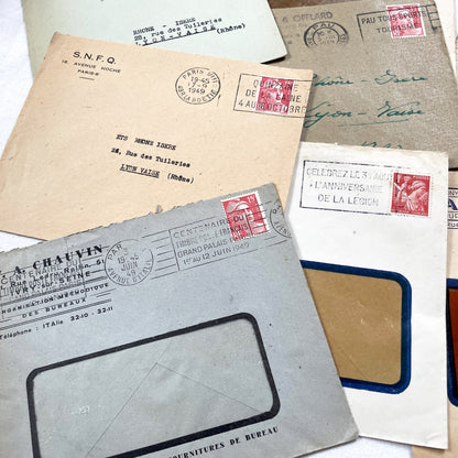 1940s - Lot of 20 Vintage French Business Envelopes – 1940s Ephemera for Junk Journals, Collage & Paper Crafts