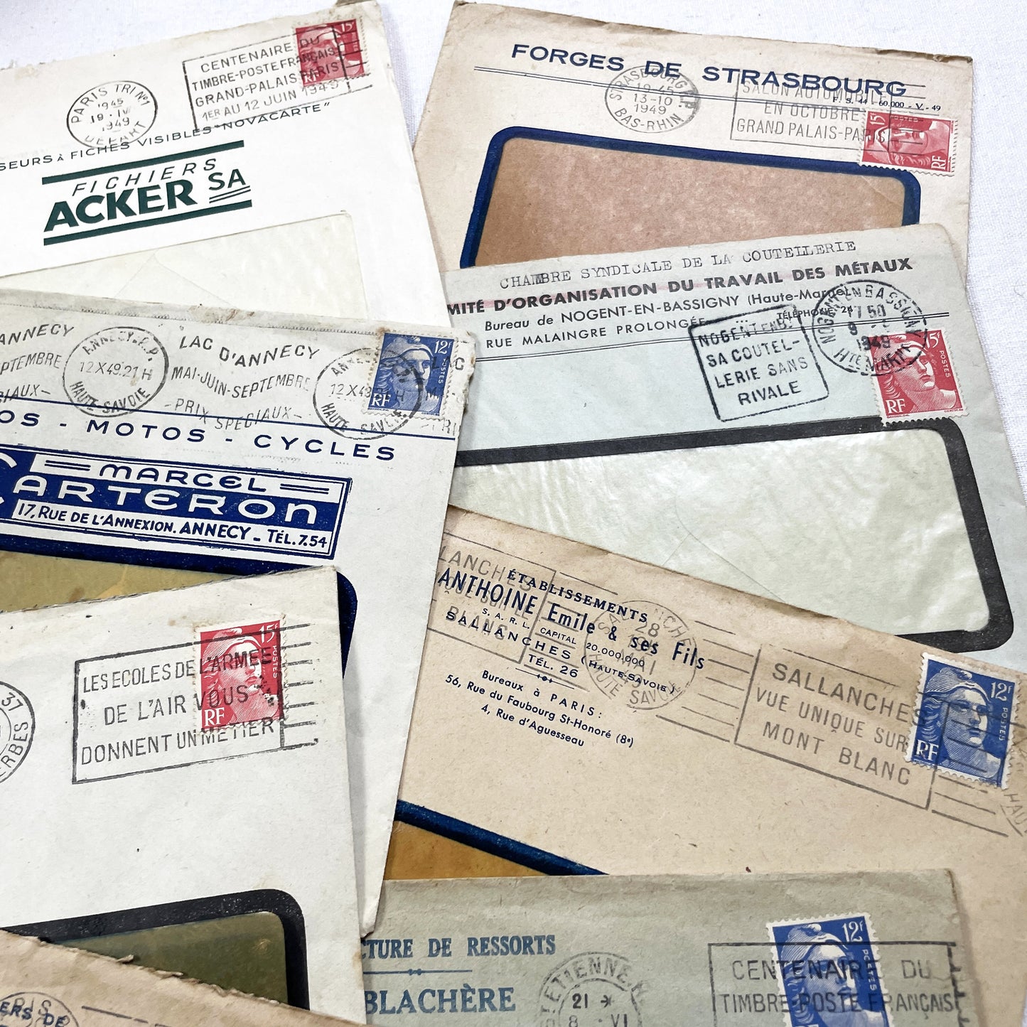 1940s - Lot of 20 Vintage French Business Envelopes – 1940s Ephemera for Junk Journals, Collage & Paper Crafts