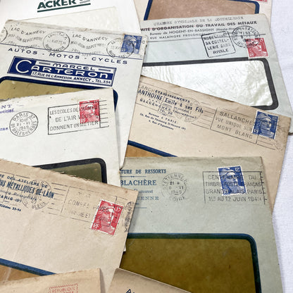 1940s - Lot of 20 Vintage French Business Envelopes – 1940s Ephemera for Junk Journals, Collage & Paper Crafts