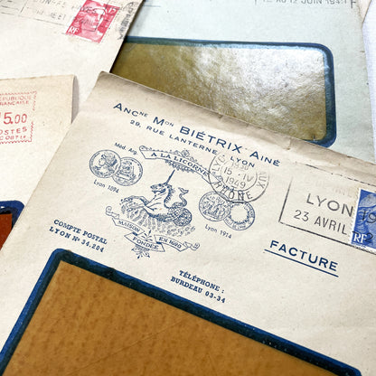 1940s - Lot of 20 Vintage French Business Envelopes – 1940s Ephemera for Junk Journals, Collage & Paper Crafts