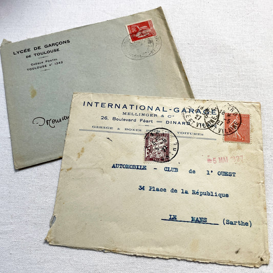 1920s - Lot of 10 Vintage French Business Envelopes – 1910s/1920s/1930s Ephemera for Junk Journals, Collage & Paper Crafts