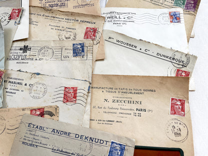 1950s - Lot of 20 Vintage French Business Envelopes – 1950s/1960s Ephemera for Junk Journals, Collage & Paper Crafts