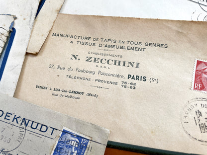 1950s - Lot of 20 Vintage French Business Envelopes – 1950s/1960s Ephemera for Junk Journals, Collage & Paper Crafts