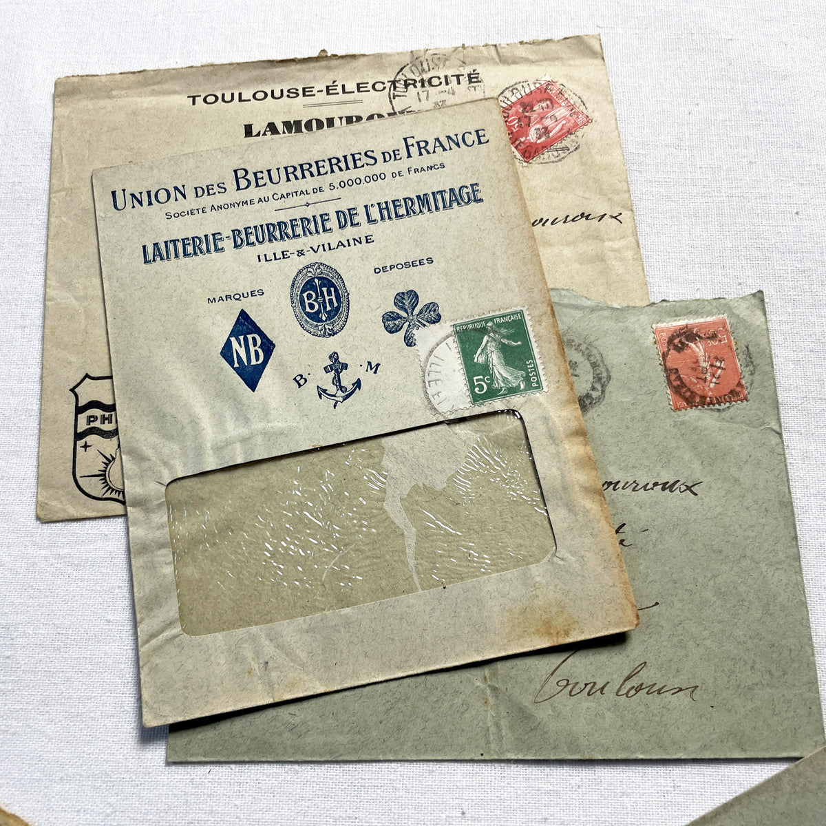 1920s - Lot of 20 Vintage French Business Envelopes – 1910s/1920s/1930s Ephemera for Junk Journals, Collage & Paper Crafts