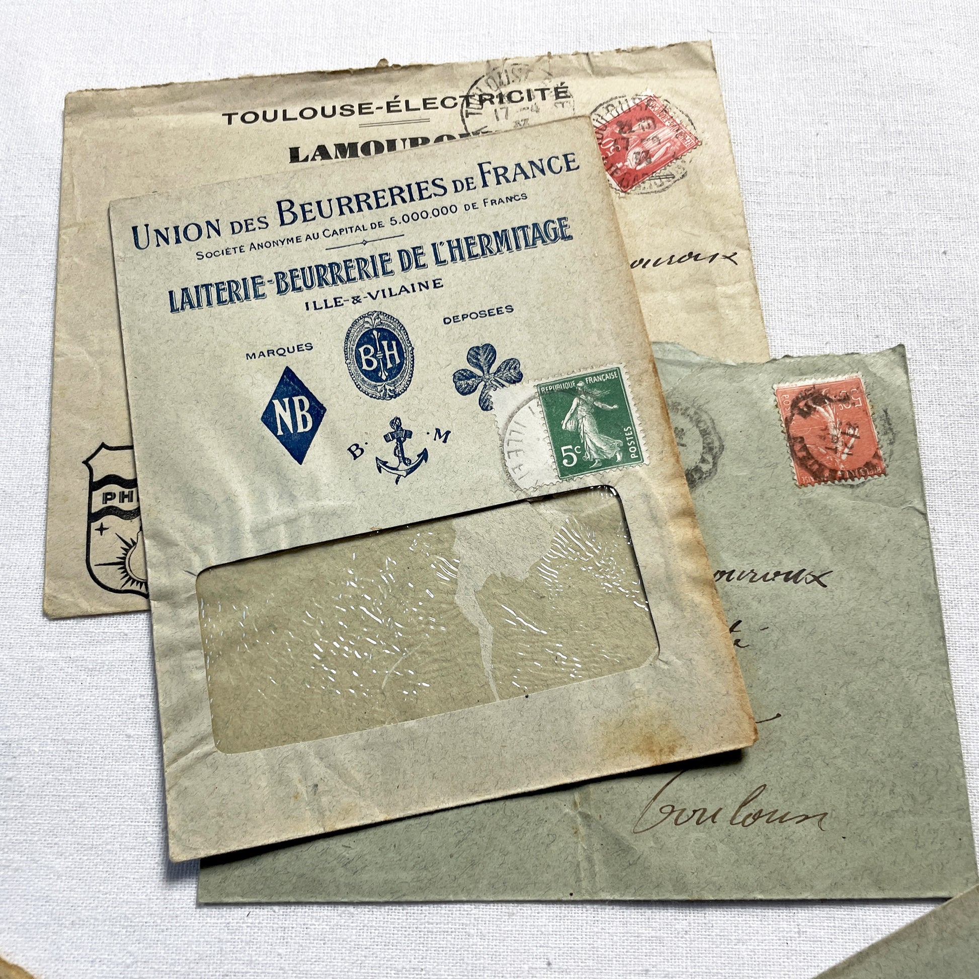 1920s - Lot of 20 Vintage French Business Envelopes – 1910s/1920s/1930s Ephemera for Junk Journals, Collage & Paper Crafts
