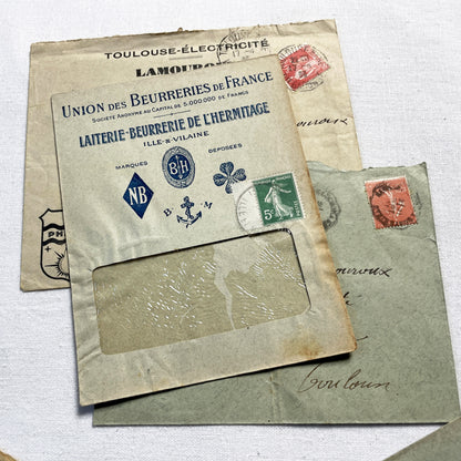1920s - Lot of 20 Vintage French Business Envelopes – 1910s/1920s/1930s Ephemera for Junk Journals, Collage & Paper Crafts