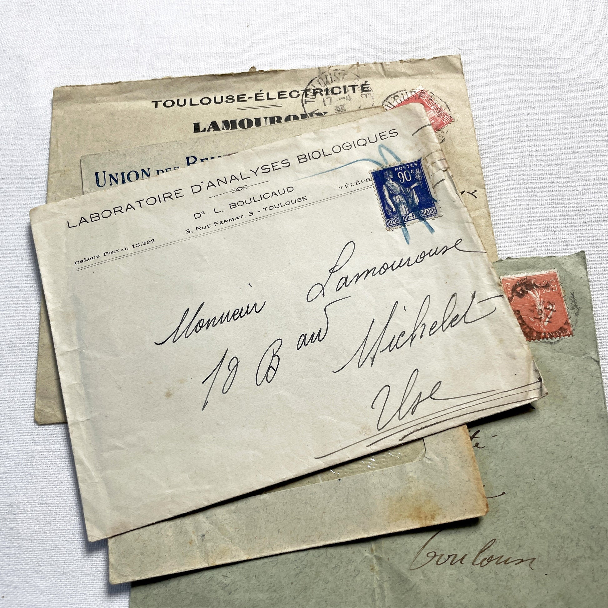 1920s - Lot of 20 Vintage French Business Envelopes – 1910s/1920s/1930s Ephemera for Junk Journals, Collage & Paper Crafts