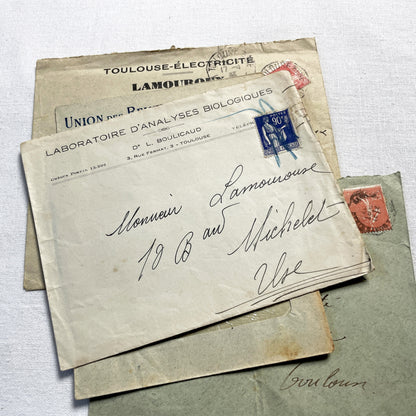 1920s - Lot of 20 Vintage French Business Envelopes – 1910s/1920s/1930s Ephemera for Junk Journals, Collage & Paper Crafts