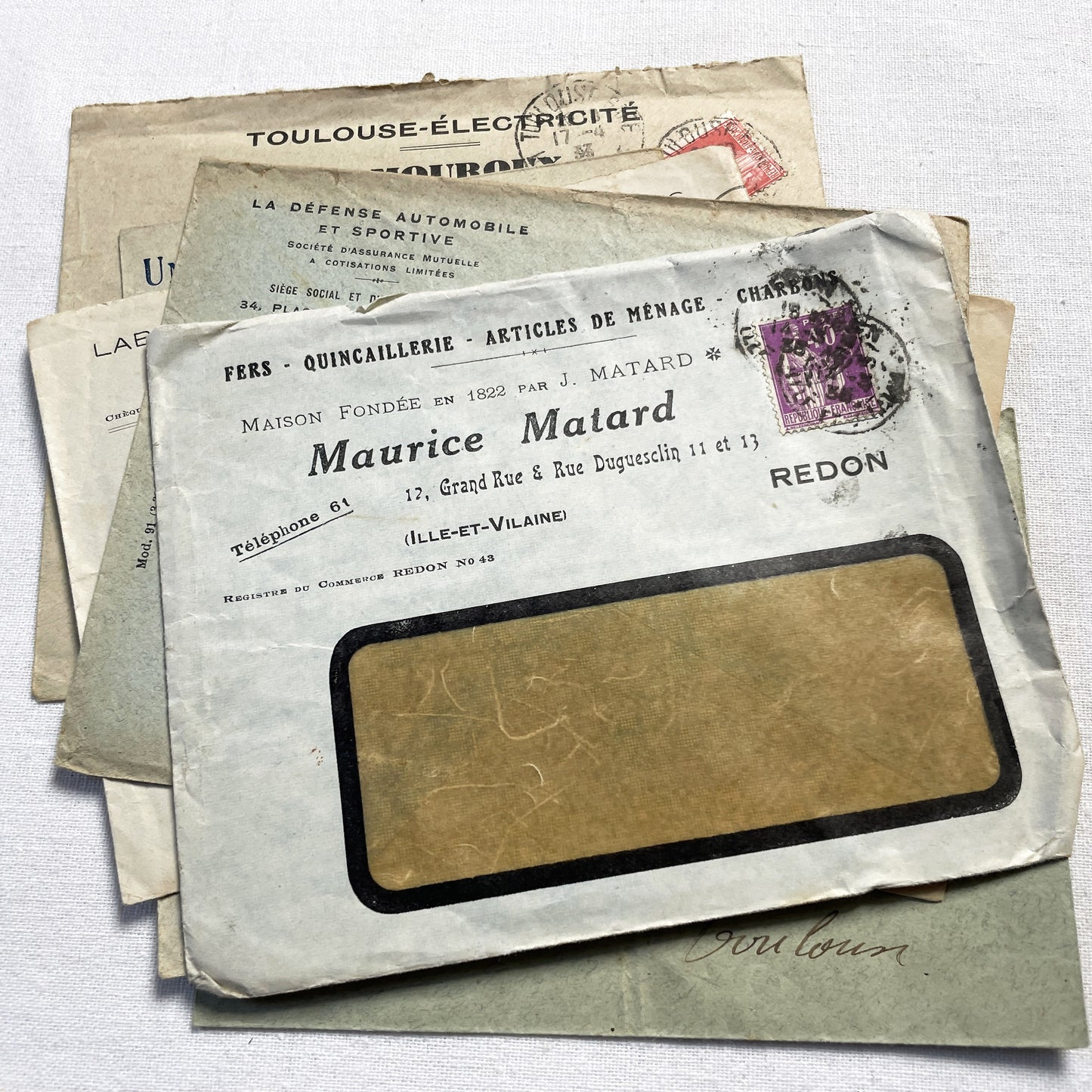 1920s - Lot of 20 Vintage French Business Envelopes – 1910s/1920s/1930s Ephemera for Junk Journals, Collage & Paper Crafts