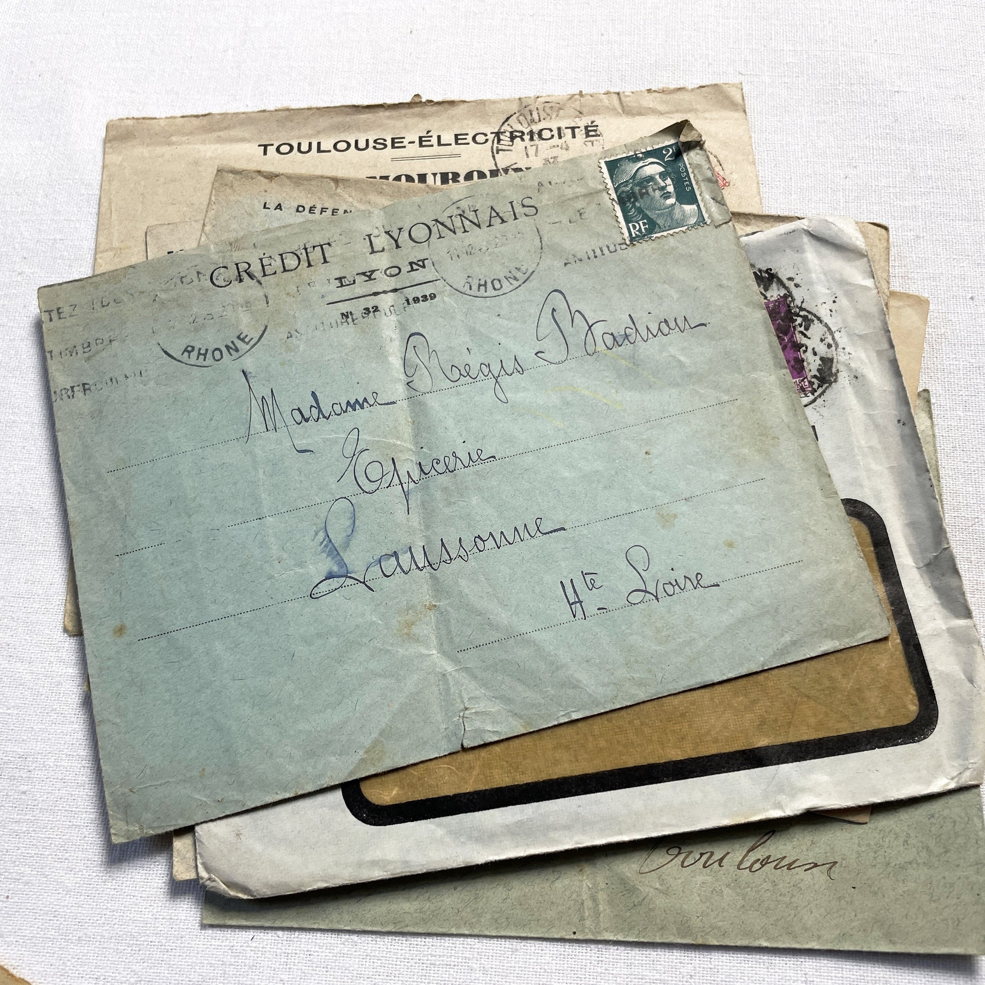 1920s - Lot of 20 Vintage French Business Envelopes – 1910s/1920s/1930s Ephemera for Junk Journals, Collage & Paper Crafts