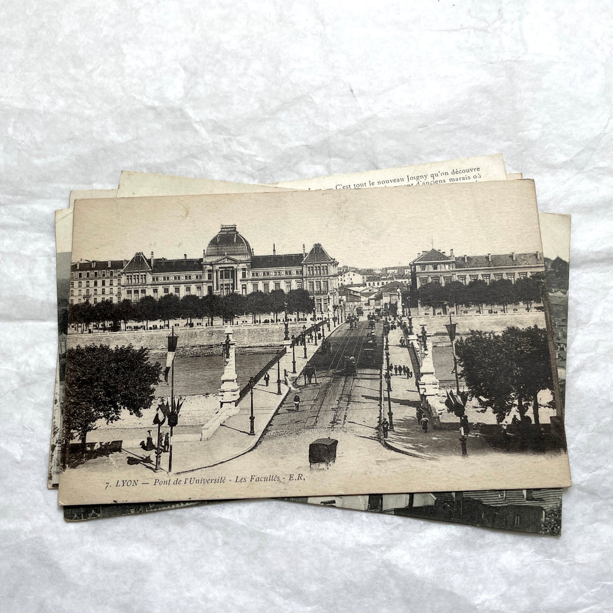 Lot of six 1910s vintage French city view postcards, featuring European architecture and urban landscapes.