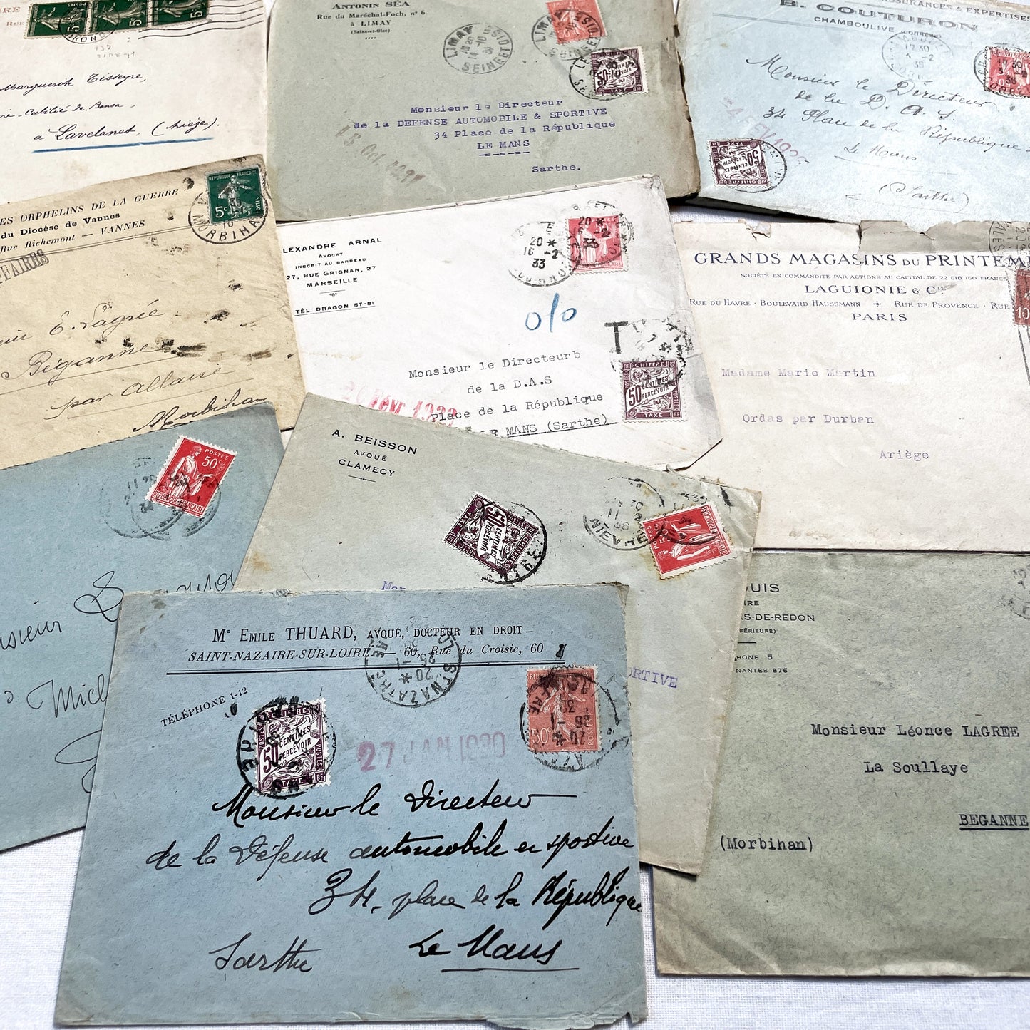 1920s - Lot of 20 Vintage French Business Envelopes – 1910s/1920s/1930s Ephemera for Junk Journals, Collage & Paper Crafts