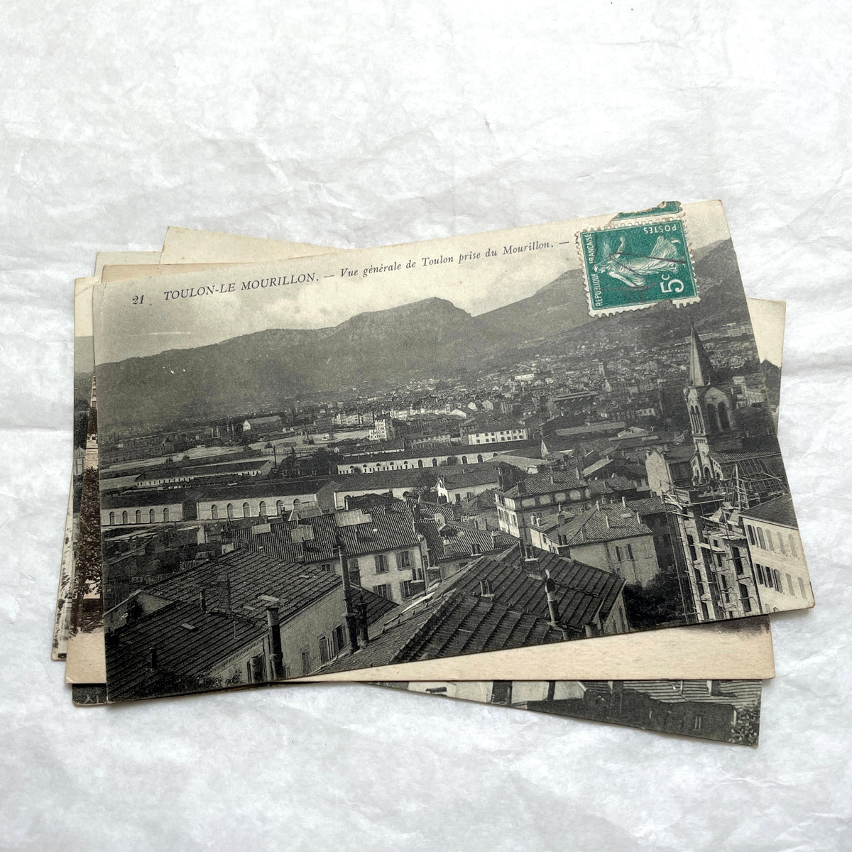 Lot of six 1910s vintage French city view postcards, featuring European architecture and urban landscapes.