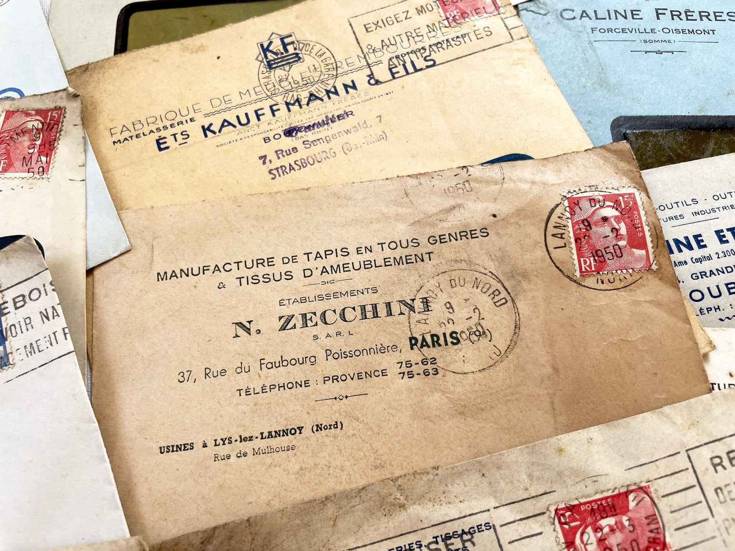 1950s - Lot of 20 Vintage French Business Envelopes – 1950s/1960s Ephemera for Junk Journals, Collage & Paper Crafts